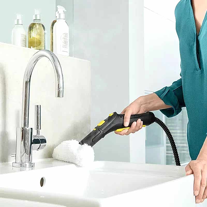 steam cleaning process in bathroom